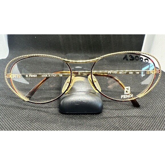 Vintage FENDI 80's Designer Gold Monogram Eyeglass Frame Mod FV 173 DEMO LENSES - Picture 12 of 15